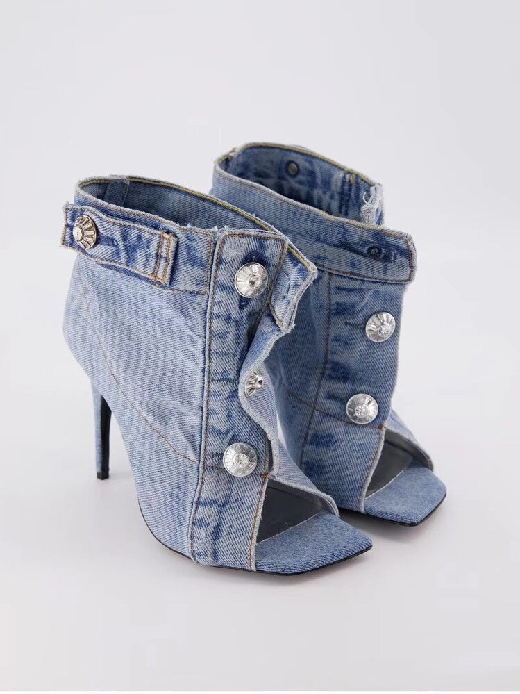 Blue denim heels on sale